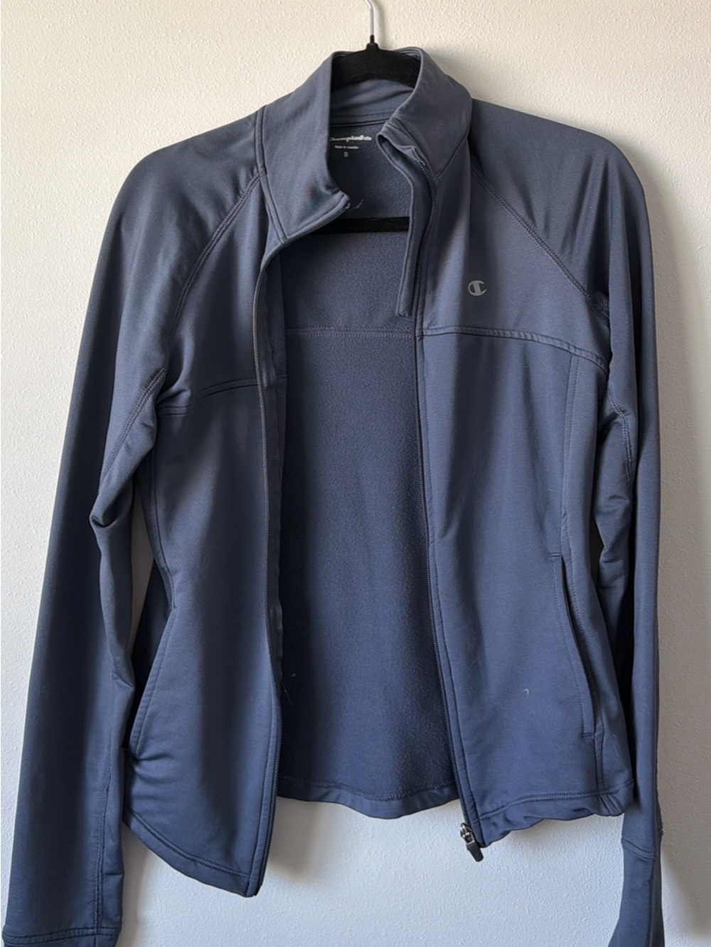Champion Gray-Blue Athletic Track Jacket with Logo